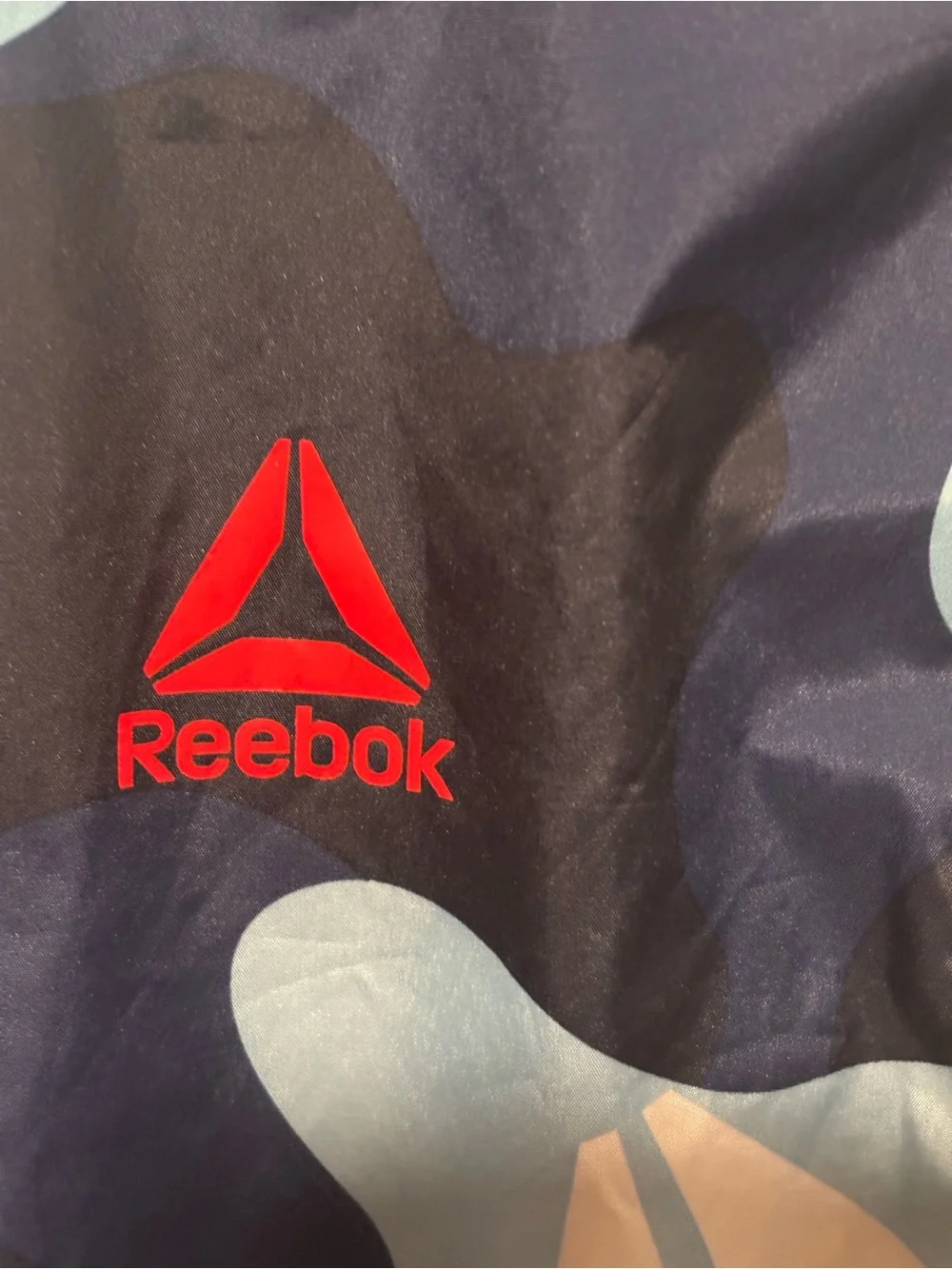 Reebok Blue and Red Camo Hooded Windbreaker Jacket size 10/12 kids